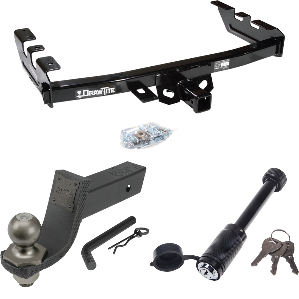 Fits 1999-2004 GMC Sierra 2500 Trailer Hitch Tow PKG + Interlock Tactical Starter Kit w/ 3-1/4" Drop & 2" Ball + Tactical Dogbone Lock By Draw-Tite