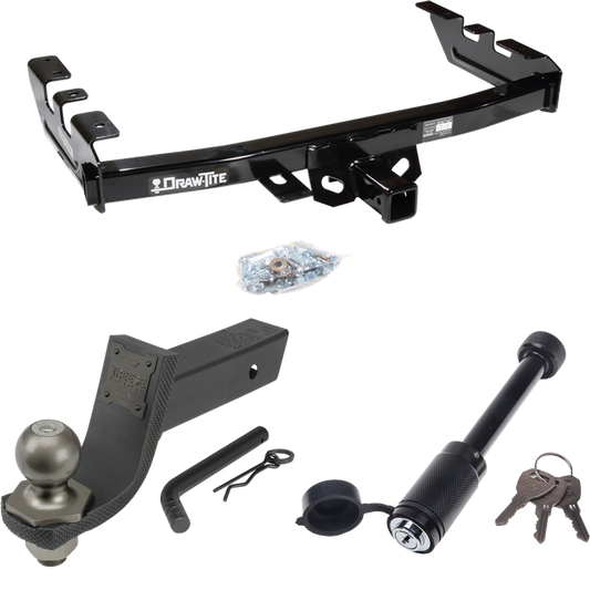 Fits 1999-2004 GMC Sierra 2500 Trailer Hitch Tow PKG + Interlock Tactical Starter Kit w/ 3-1/4" Drop & 2" Ball + Tactical Dogbone Lock By Draw-Tite