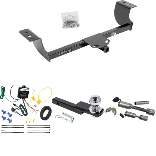 Fits 2005-2008 Dodge Magnum Trailer Hitch Tow PKG w/ 4-Flat Wiring Harness + Interlock Starter Kit w/ 2" Ball 1-1/4" Drop 3/4" Rise + Dual Hitch & Coupler Locks By Draw-Tite