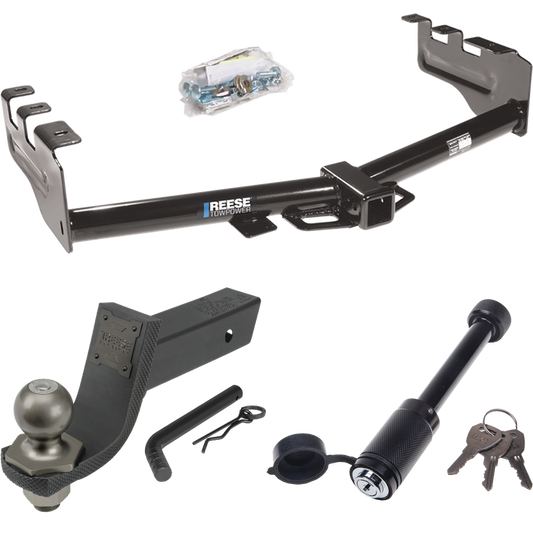 Fits 2001-2003 Chevrolet Silverado 1500 HD Trailer Hitch Tow PKG + Interlock Tactical Starter Kit w/ 3-1/4" Drop & 2" Ball + Tactical Dogbone Lock By Reese Towpower