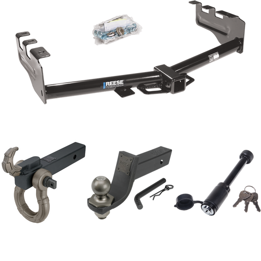 Fits 2005-2007 GMC Sierra 1500 HD Trailer Hitch Tow PKG + Interlock Tactical Starter Kit w/ 3-1/4" Drop & 2" Ball + Tactical Hook & Shackle Mount + Tactical Dogbone Lock (For (Classic) Models) By Reese Towpower