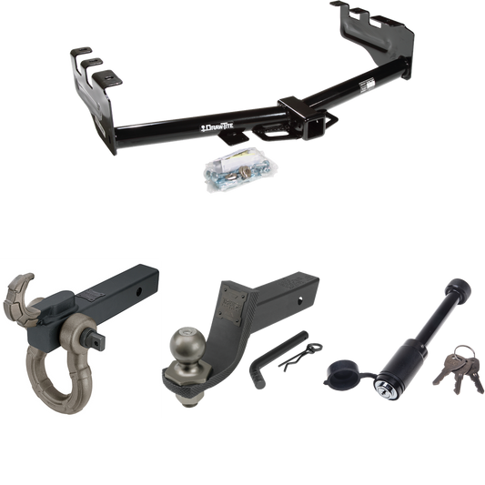 Se adapta al paquete de enganche de remolque GMC Sierra 1500 2007-2013 + kit de inicio táctico de enclavamiento con caída de 3-1/4" y bola de 2" + gancho táctico y soporte de grillete + bloqueo táctico de hueso de perro de Draw-Tite