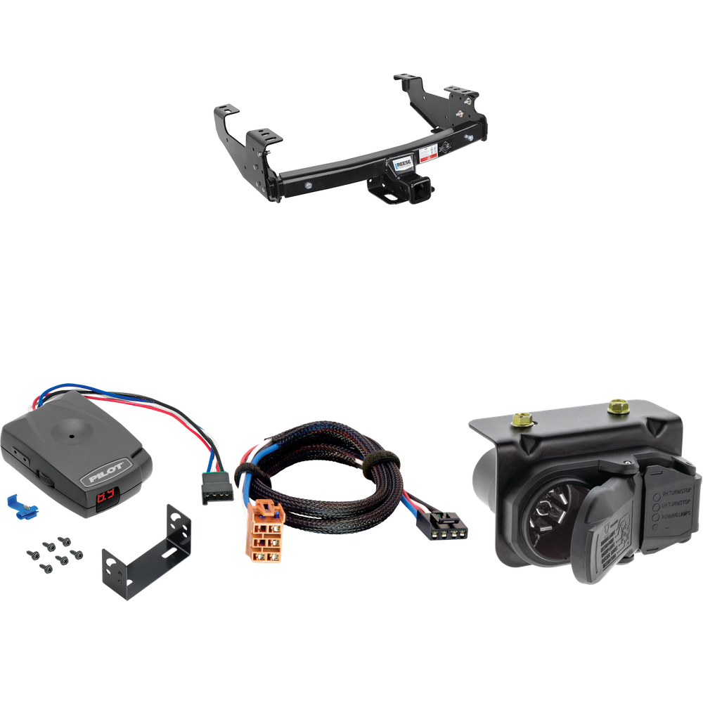 Fits 2003-2006 Chevrolet Silverado 2500 HD Trailer Hitch Tow PKG w/ Pro Series Pilot Brake Control + Plug & Play BC Adapter + 7-Way RV Wiring By Reese Towpower