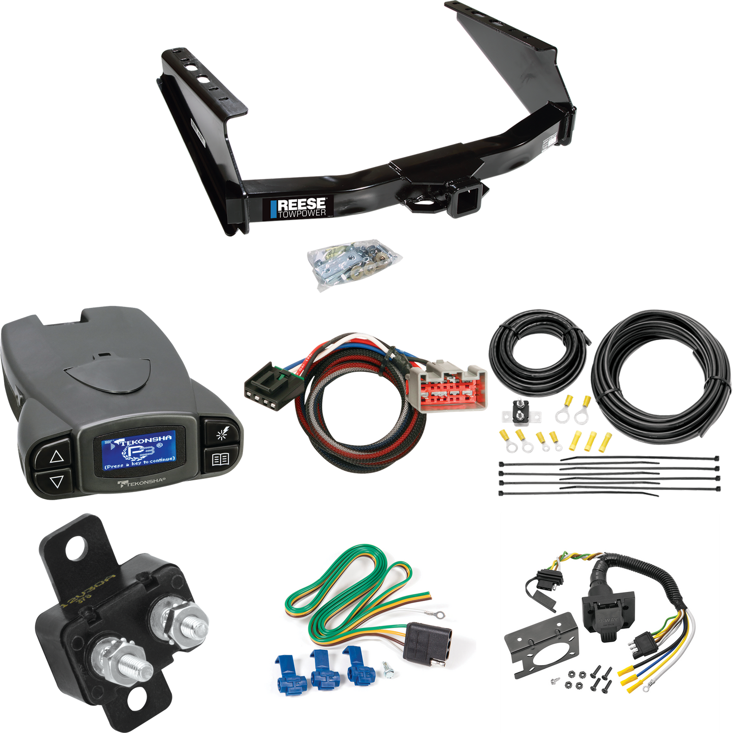 Fits 2021-2023 Ford F-350 Super Duty Trailer Hitch Tow PKG w/ Tekonsha Prodigy P3 Brake Control + Plug & Play BC Adapter + 7-Way RV Wiring (Excludes: Cab & Chassis Models) By Reese Towpower