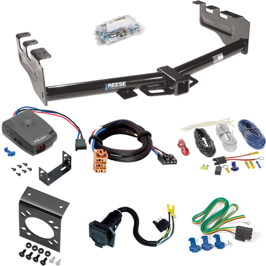 Fits 2003-2003 GMC Sierra 1500 HD Trailer Hitch Tow PKG w/ Pro Series Pilot Brake Control + Plug & Play BC Adapter + 7-Way RV Wiring By Reese Towpower