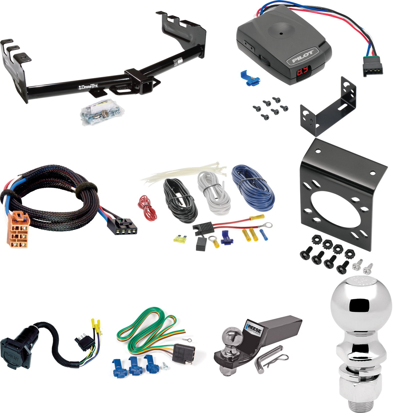 Se adapta al paquete de enganche de remolque GMC Sierra 1500 HD 2005-2007 con control de freno piloto serie Pro + adaptador BC Plug &amp; Play + cableado RV de 7 vías + soporte de bola y caída de 2" y 2-5/16" (para (Classic) Modelos) Por Draw-Tite