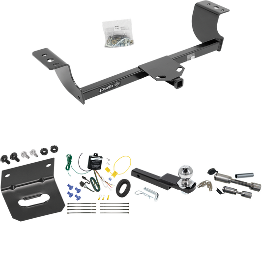 Fits 2008-2010 Chrysler 300 Trailer Hitch Tow PKG w/ 4-Flat Wiring Harness + Interlock Starter Kit w/ 2" Ball 1-1/4" Drop 3/4" Rise + Wiring Bracket + Dual Hitch & Coupler Locks By Draw-Tite