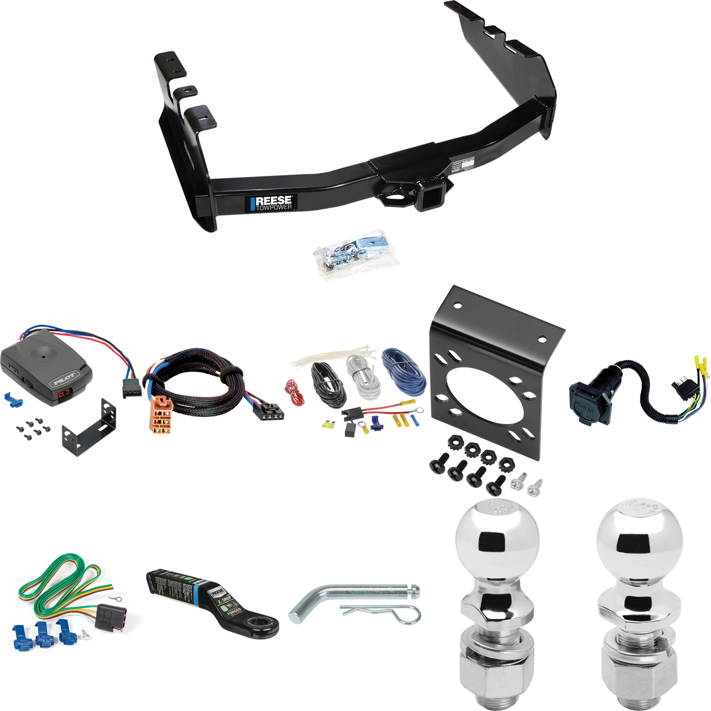 Se adapta al paquete de enganche de remolque GMC Sierra 1500 HD 2005-2007 con control de freno piloto serie Pro + adaptador BC Plug &amp; Play + cableado RV de 7 vías + soporte de bola y caída de 2" y 2-5/16" (para (Classic) Modelos) Por Reese Towpower