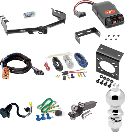 Se adapta al paquete de enganche de remolque GMC Sierra 1500 2003-2007 con control de freno POD serie Pro + adaptador BC Plug &amp; Play + cableado RV de 7 vías + soporte de bola y caída de 2" y 2-5/16" (para modelos (clásicos) ) Por Reese Towpower