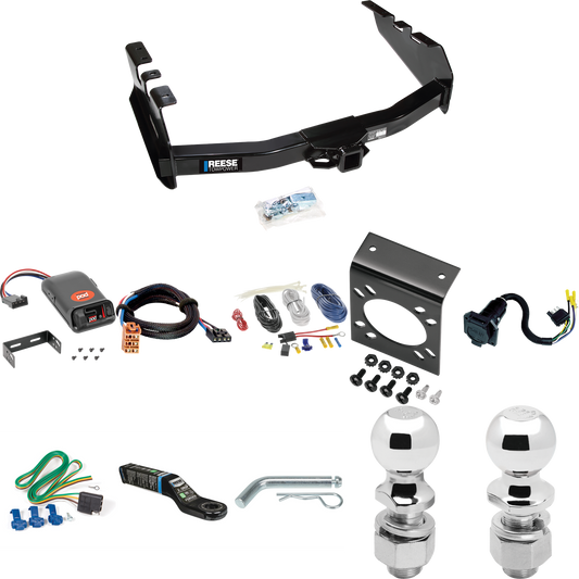 Fits 2003-2007 GMC Sierra 1500 Trailer Hitch Tow PKG w/ Pro Series POD Brake Control + Plug & Play BC Adapter + 7-Way RV Wiring + 2" & 2-5/16" Ball & Drop Mount (For (Classic) Models) By Reese Towpower