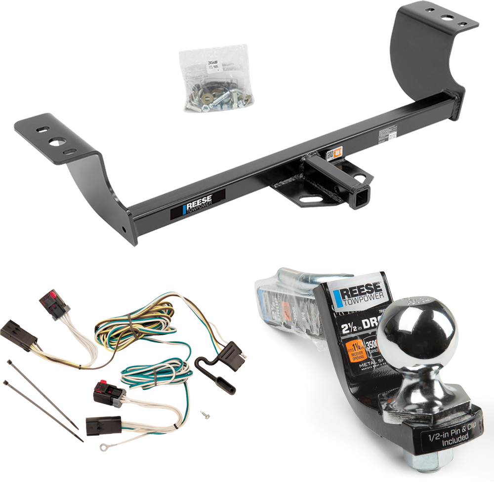 Fits 2005-2007 Chrysler 300 Trailer Hitch Tow PKG w/ 4-Flat Wiring Harness + Interlock Starter Kit w/ 2" Ball 2-1/2" Drop 2" Rise By Reese Towpower