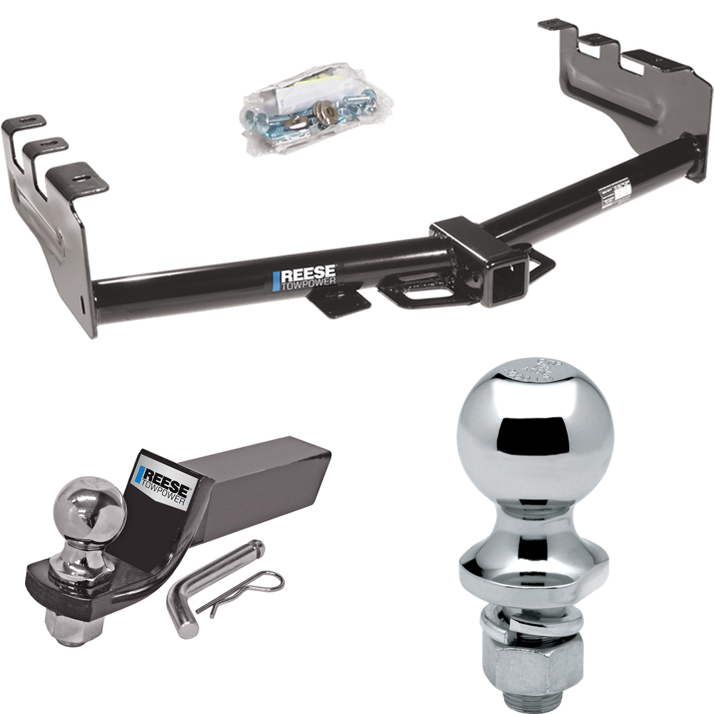 Fits 2003-2007 Chevrolet Silverado 1500 Trailer Hitch Tow PKG w/ Starter Kit Ball Mount w/ 2" Drop & 2" Ball + 1-7/8" Ball (For (Classic) Models) By Reese Towpower