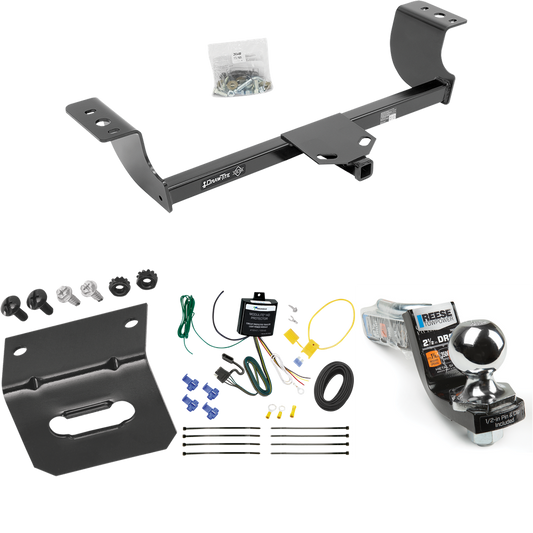 Fits 2008-2010 Chrysler 300 Trailer Hitch Tow PKG w/ 4-Flat Wiring Harness + Interlock Starter Kit w/ 2" Ball 2-1/2" Drop 2" Rise + Wiring Bracket By Draw-Tite