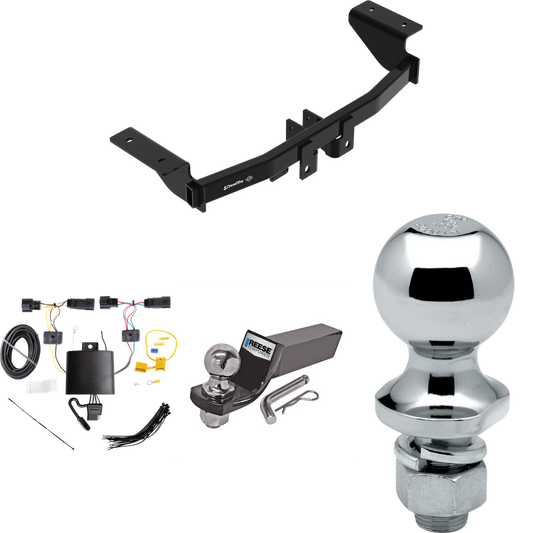 Fits 2021-2023 Ford Mustang Mach-E Trailer Hitch Tow PKG w/ 4-Flat Wiring + Starter Kit Ball Mount w/ 2" Drop & 2" Ball + 1-7/8" Ball By Draw-Tite