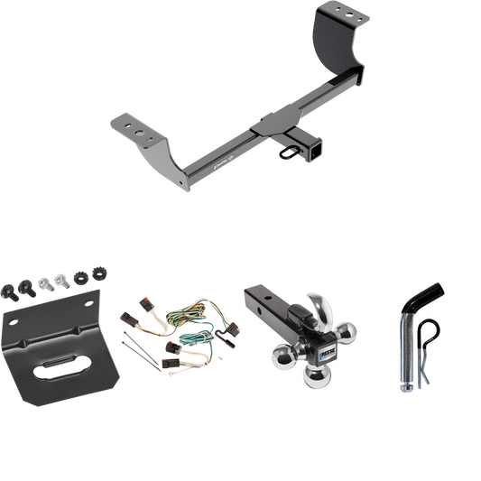 Fits 2005-2007 Chrysler 300 Trailer Hitch Tow PKG w/ 4-Flat Wiring Harness + Triple Ball Ball Mount 1-7/8" & 2" & 2-5/16" Trailer Balls w/ Tow Hook + Pin/Clip + Wiring Bracket By Draw-Tite