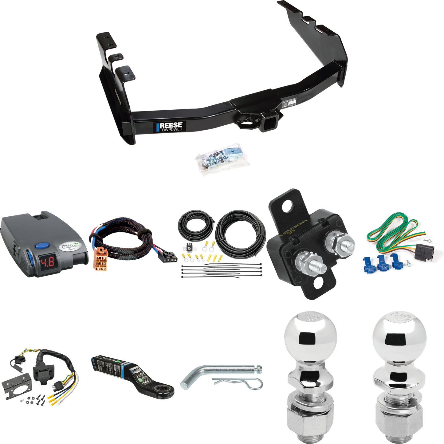 Fits 2003-2007 Chevrolet Silverado 1500 Trailer Hitch Tow PKG w/ Tekonsha Primus IQ Brake Control + Plug & Play BC Adapter + 7-Way RV Wiring + 2" & 2-5/16" Ball & Drop Mount (For (Classic) Models) By Reese Towpower