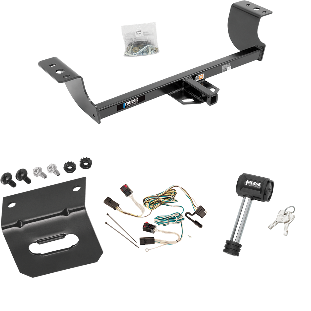 Fits 2008-2014 Dodge Challenger Trailer Hitch Tow PKG w/ 4-Flat Wiring Harness + Wiring Bracket + Hitch Lock (Excludes: w/Quad Tip Exhaust Models) By Reese Towpower