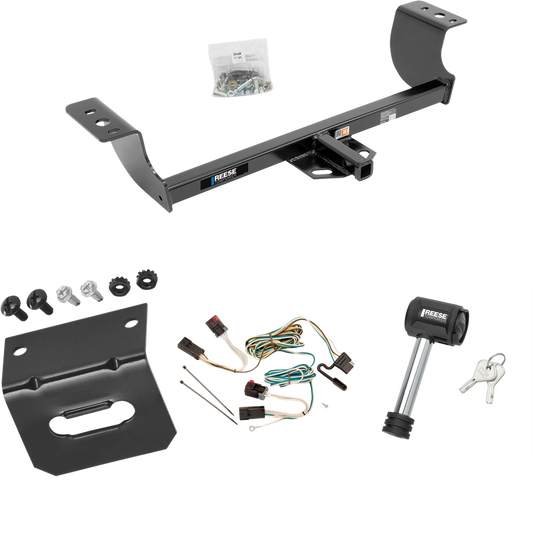 Fits 2008-2014 Dodge Challenger Trailer Hitch Tow PKG w/ 4-Flat Wiring Harness + Wiring Bracket + Hitch Lock (Excludes: w/Quad Tip Exhaust Models) By Reese Towpower