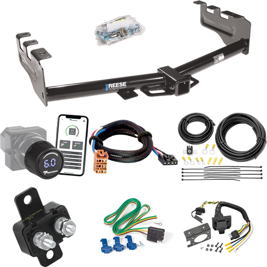 Fits 2003-2004 GMC Sierra 2500 Trailer Hitch Tow PKG w/ Tekonsha Prodigy iD Bluetooth Wireless Brake Control + Plug & Play BC Adapter + 7-Way RV Wiring By Reese Towpower