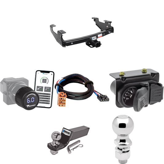 Fits 2007-2007 GMC Sierra 1500 Trailer Hitch Tow PKG w/ Tekonsha Prodigy iD Bluetooth Wireless Brake Control + Plug & Play BC Adapter + 7-Way RV Wiring + 2" & 2-5/16" Ball & Drop Mount (For (Classic) Models) By Reese Towpower