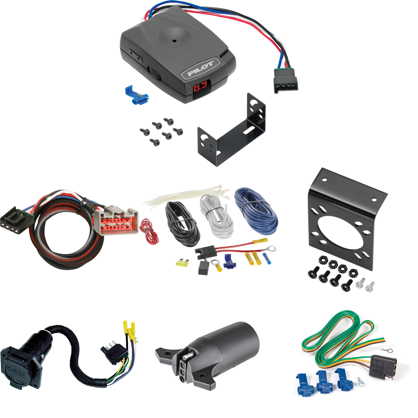 Fits 2008-2020 Ford F-350 Super Duty 7-Way RV Wiring + Pro Series Pilot Brake Control + Plug & Play BC Adapter + 7-Way to 4-Way Adapter By Reese Towpower