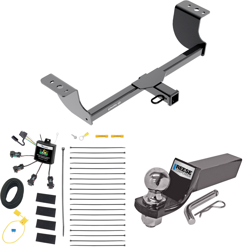 Fits 2005-2008 Dodge Magnum Trailer Hitch Tow PKG w/ 4-Flat Zero Contact "No Splice" Wiring + Starter Kit Ball Mount w/ 2" Drop & 2" Ball By Draw-Tite