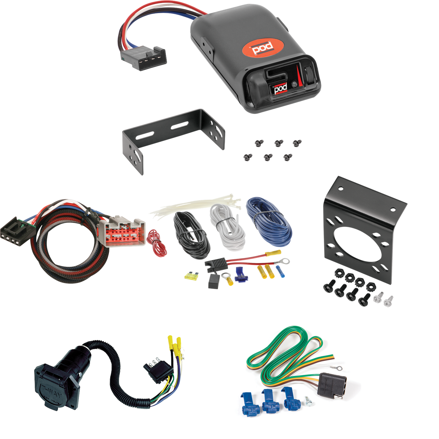 Fits 1999-2004 Ford F-350 Super Duty 7-Way RV Wiring + Pro Series POD Brake Control + Plug & Play BC Adapter By Reese Towpower