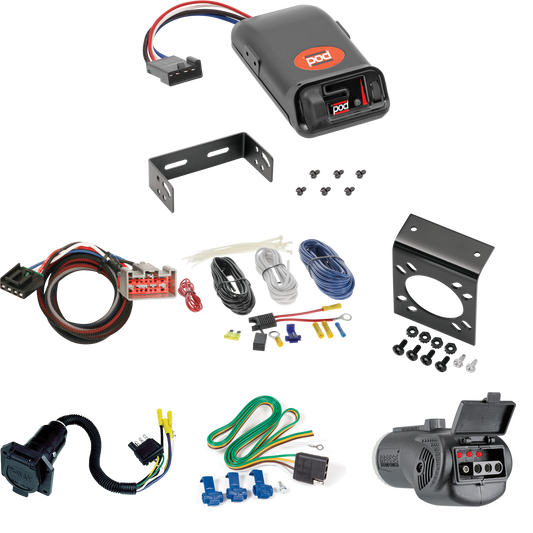 Fits 1999-2004 Ford F-350 Super Duty 7-Way RV Wiring + Pro Series POD Brake Control + Plug & Play BC Adapter + 2 in 1 Tester & 7-Way to 4-Way Adapter By Reese Towpower