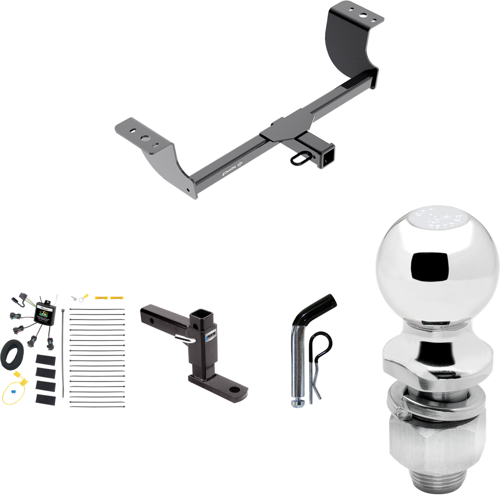 Fits 2005-2008 Dodge Magnum Trailer Hitch Tow PKG w/ 4-Flat Zero Contact "No Splice" Wiring Harness + Adjustable Drop Rise Ball Mount + Pin/Clip + 2" Ball By Draw-Tite