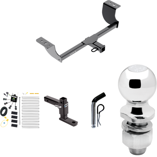 Fits 2005-2008 Dodge Magnum Trailer Hitch Tow PKG w/ 4-Flat Zero Contact "No Splice" Wiring Harness + Adjustable Drop Rise Ball Mount + Pin/Clip + 2" Ball By Draw-Tite