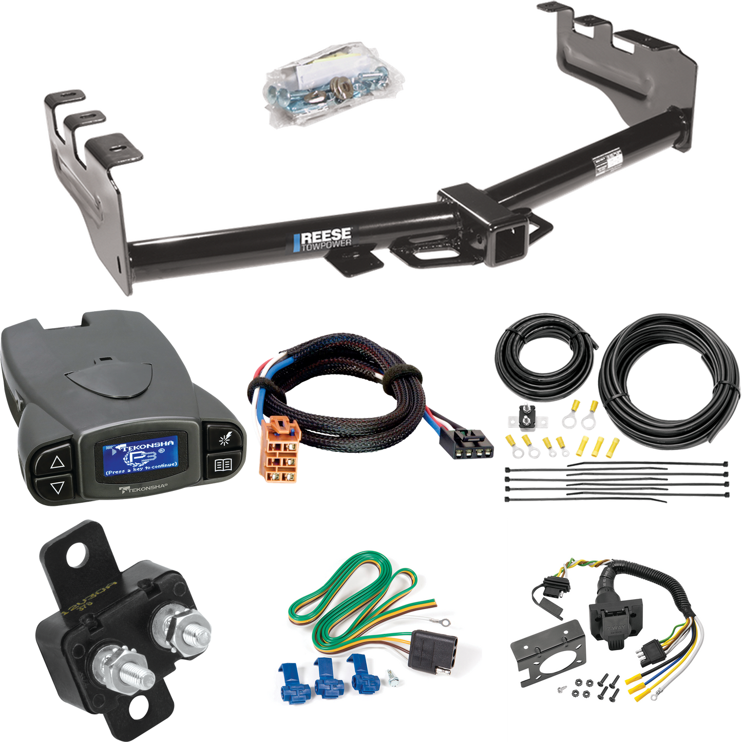 Se adapta al paquete de enganche de remolque Chevrolet Silverado 1500 2003-2007 con control de freno Tekonsha Prodigy P3 + adaptador BC Plug &amp; Play + cableado RV de 7 vías (para modelos (clásicos)) de Reese Towpower