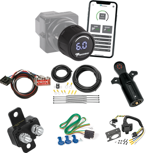 Se adapta al cableado de RV de 7 vías Ford F-250 Super Duty 2008-2020 + control de freno inalámbrico Bluetooth Tekonsha Prodigy iD + adaptador BC Plug &amp; Play + probador de 7 vías de Reese Towpower