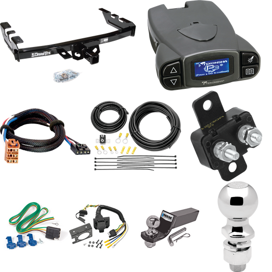 Se adapta al paquete de enganche de remolque GMC Sierra 2500 2003-2004 con control de freno Tekonsha Prodigy P3 + adaptador BC Plug &amp; Play + cableado RV de 7 vías + soporte de bola y caída de 2" y 2-5/16" de Draw-Tite