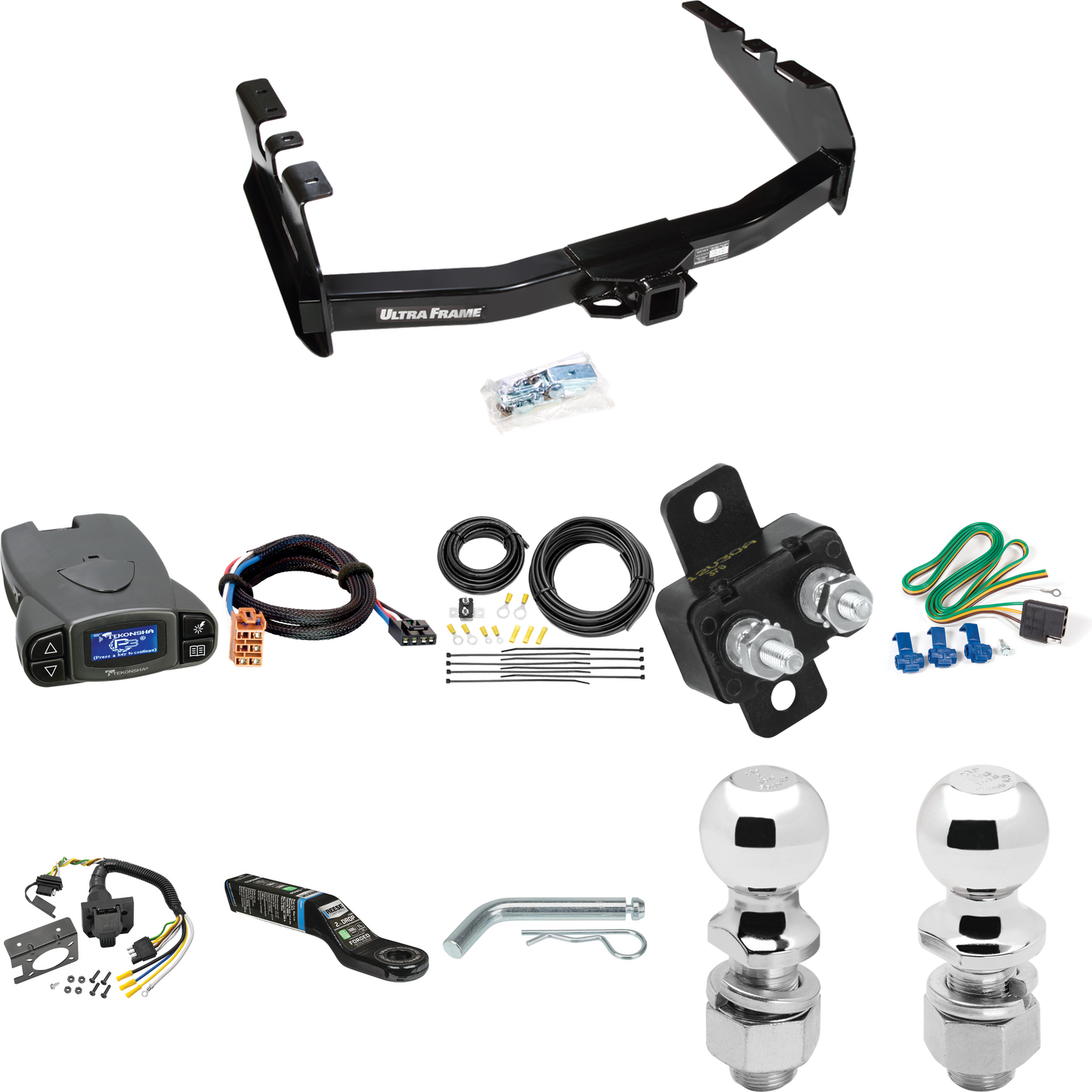 Fits 2003-2004 GMC Sierra 2500 Trailer Hitch Tow PKG w/ Tekonsha Prodigy P3 Brake Control + Plug & Play BC Adapter + 7-Way RV Wiring + 2" & 2-5/16" Ball & Drop Mount By Draw-Tite