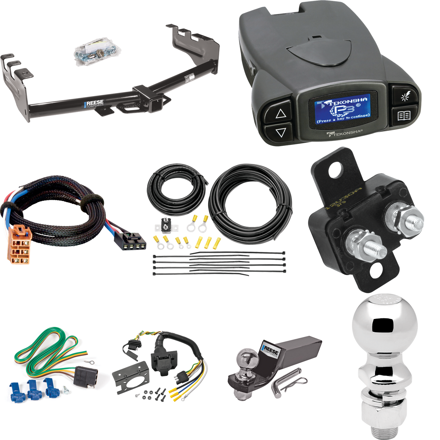 Fits 2003-2003 Chevrolet Silverado 1500 HD Trailer Hitch Tow PKG w/ Tekonsha Prodigy P3 Brake Control + Plug & Play BC Adapter + 7-Way RV Wiring + 2" & 2-5/16" Ball & Drop Mount By Reese Towpower