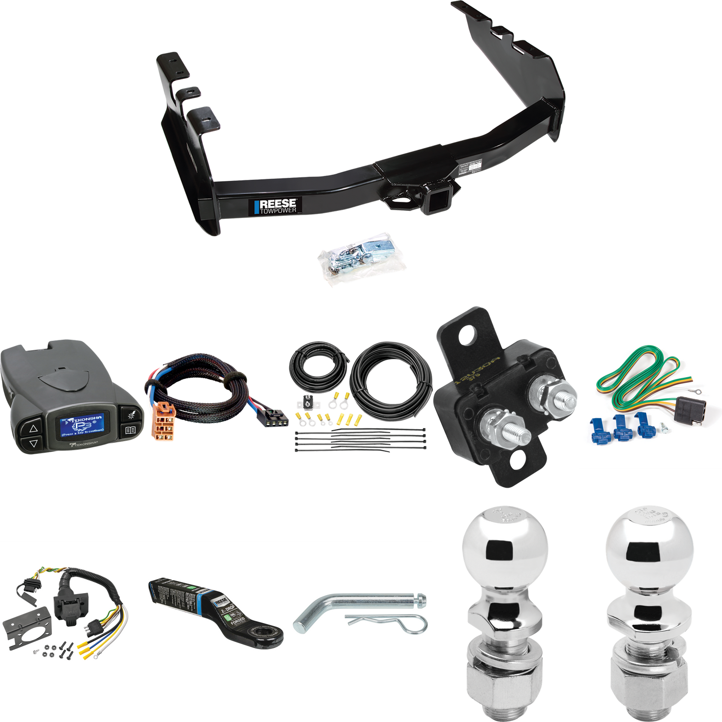 Fits 2003-2003 Chevrolet Silverado 1500 HD Trailer Hitch Tow PKG w/ Tekonsha Prodigy P3 Brake Control + Plug & Play BC Adapter + 7-Way RV Wiring + 2" & 2-5/16" Ball & Drop Mount By Reese Towpower