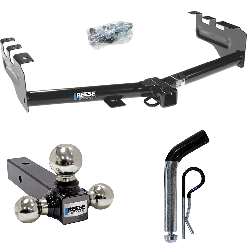 Fits 1999-2004 Chevrolet Silverado 2500 Trailer Hitch Tow PKG w/ Triple Ball Ball Mount 1-7/8" & 2" & 2-5/16" Trailer Balls + Pin/Clip By Reese Towpower