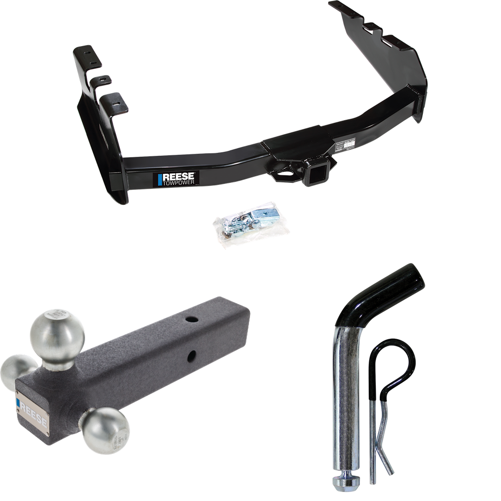 Fits 2001-2003 GMC Sierra 1500 HD Trailer Hitch Tow PKG w/ Triple Ball Ball Mount 1-7/8" & 2" & 2-5/16" Trailer Balls + Pin/Clip By Reese Towpower