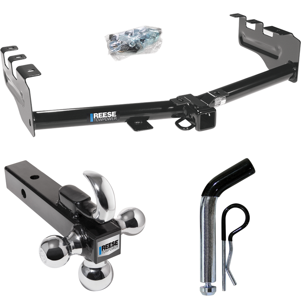 Fits 2003-2007 GMC Sierra 1500 Trailer Hitch Tow PKG w/ Triple Ball Ball Mount 1-7/8" & 2" & 2-5/16" Trailer Balls w/ Tow Hook + Pin/Clip (For (Classic) Models) By Reese Towpower