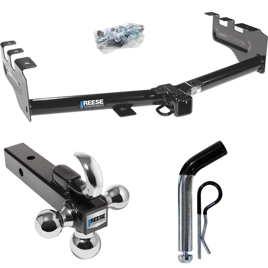 Fits 2003-2007 GMC Sierra 1500 Trailer Hitch Tow PKG w/ Triple Ball Ball Mount 1-7/8" & 2" & 2-5/16" Trailer Balls w/ Tow Hook + Pin/Clip (For (Classic) Models) By Reese Towpower