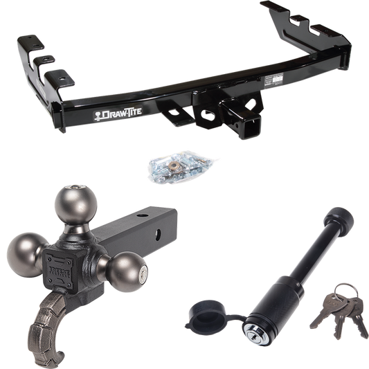 Fits 2005-2007 Chevrolet Silverado 1500 HD Trailer Hitch Tow PKG + Tactical Triple Ball Ball Mount 1-7/8" & 2" & 2-5/16" Balls & Tow Hook + Tactical Dogbone Lock (For (Classic) Models) By Draw-Tite