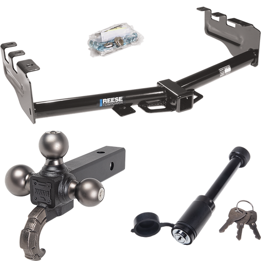 Fits 2003-2007 Chevrolet Silverado 1500 Trailer Hitch Tow PKG + Tactical Triple Ball Ball Mount 1-7/8" & 2" & 2-5/16" Balls & Tow Hook + Tactical Dogbone Lock (For (Classic) Models) By Reese Towpower