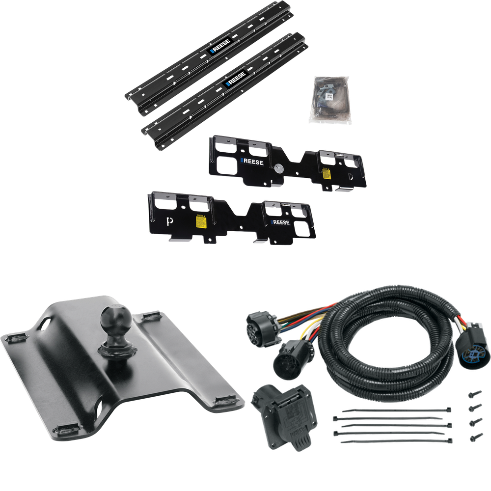 Para Chevrolet Silverado 1500 2020-2023, kit de rieles fuera de borda personalizados sobre la cama + enganche de cuello de cisne 25K Pro Series + cableado en la cama (para cama de 6-1/2' y 8 pies, sin modelos de sistema Puck de fábrica) de Reese