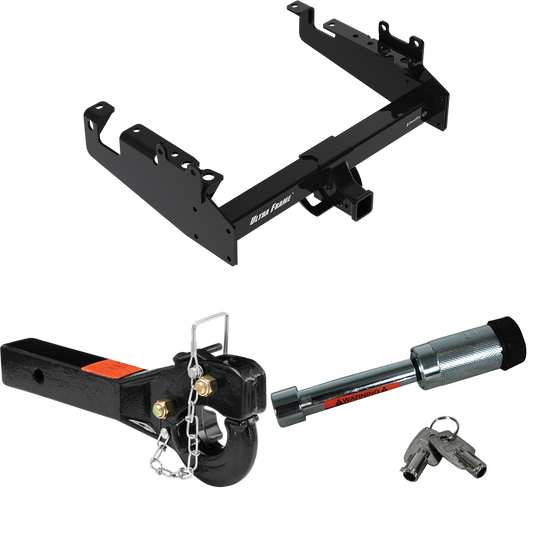 Fits 2019-2023 Ford F-450 Super Duty Trailer Hitch Tow PKG w/ 10K Pintle Hook + Hitch Lock (For Cab & Chassis, w/34" Wide Frames Models) By Draw-Tite