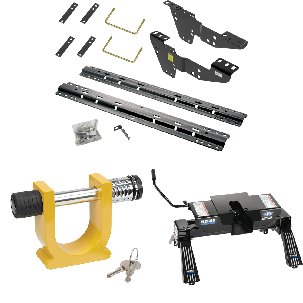 Fits 2019-2019 GMC Sierra 1500 LD (Old Body) Custom Industry Standard Above Bed Rail Kit + 16K Fifth Wheel + King Pin Lock (For 5'8 or Shorter Bed (Sidewinder Required), w/o Factory Puck System, Does Not Fit MagneRide Magnetic Ride Suspension Models)