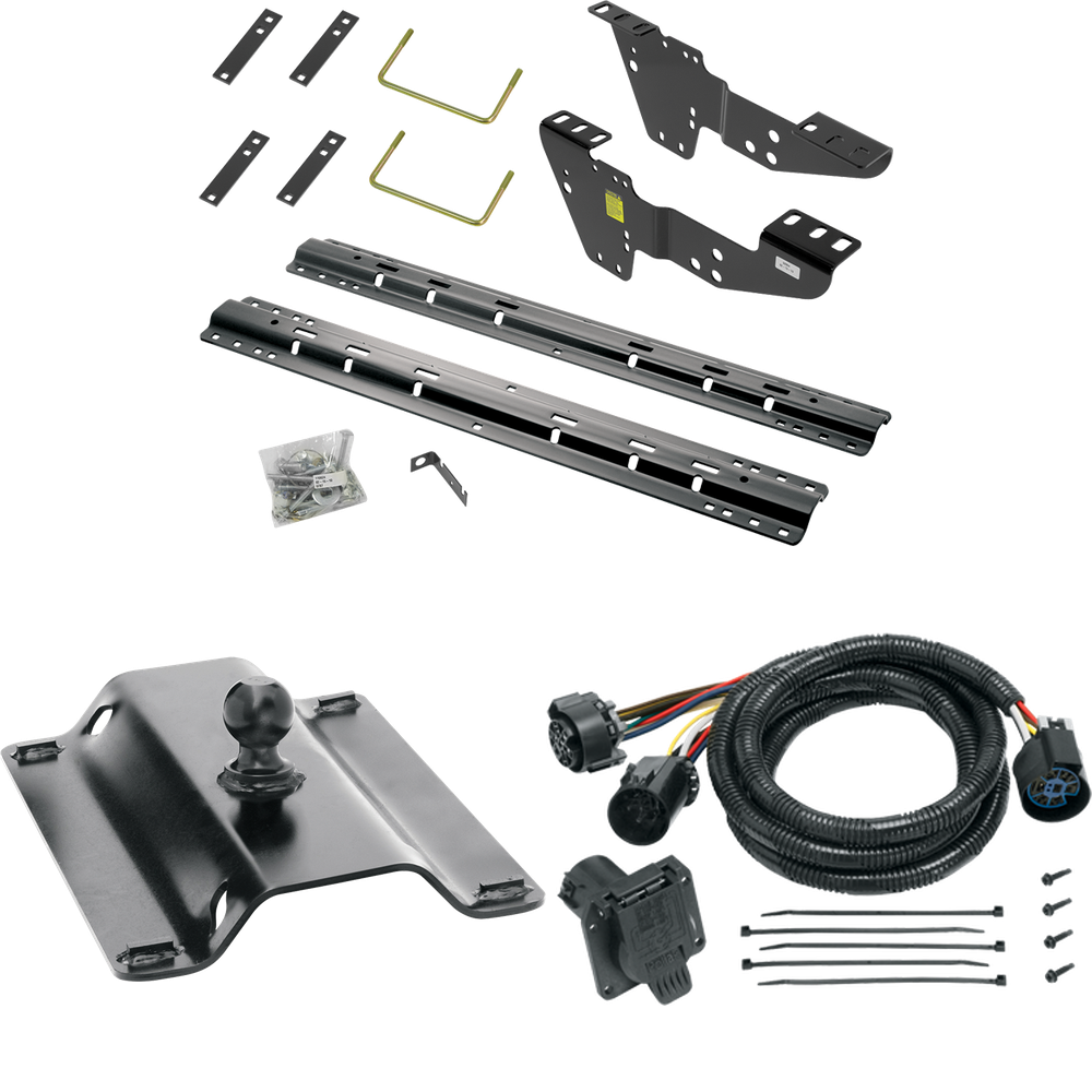 Fits 2019-2019 Chevrolet Silverado 1500 LD (Old Body) Custom Industry Standard Above Bed Rail Kit + 25K Pro Series Gooseneck Hitch + In-Bed Wiring (For 5'8 or Shorter Bed (Sidewinder Required), w/o Factory Puck System, Does Not Fit MagneRide Magnetic