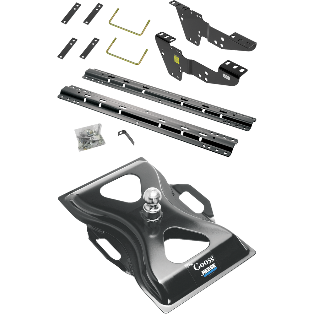 Fits 2007-2007 Chevrolet Silverado 3500 Custom Industry Standard Above Bed Rail Kit + 25K Reese Gooseneck Hitch (For 5'8 or Shorter Bed (Sidewinder Required), (Classic), w/o Factory Puck System Models) By Reese