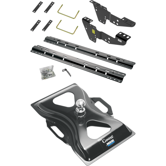 Fits 2007-2007 Chevrolet Silverado 3500 Custom Industry Standard Above Bed Rail Kit + 25K Reese Gooseneck Hitch (For 5'8 or Shorter Bed (Sidewinder Required), (Classic), w/o Factory Puck System Models) By Reese