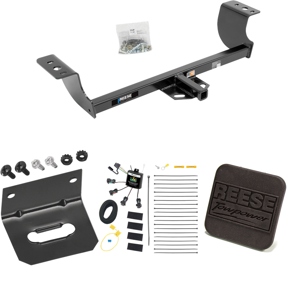 Fits 2005-2008 Dodge Magnum Trailer Hitch Tow PKG w/ 4-Flat Zero Contact "No Splice" Wiring Harness + Hitch Cover By Reese Towpower