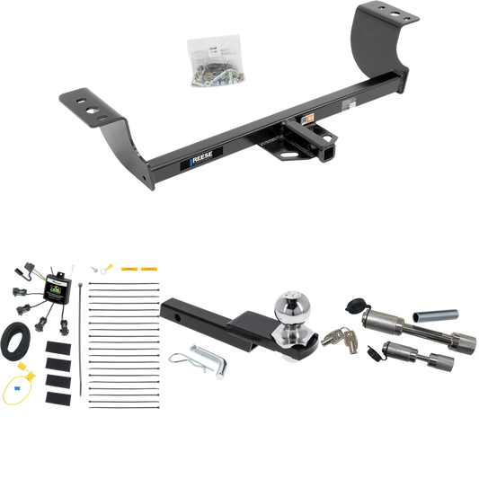 Fits 2008-2010 Chrysler 300 Trailer Hitch Tow PKG w/ 4-Flat Zero Contact "No Splice" Wiring Harness + Interlock Starter Kit w/ 2" Ball 1-1/4" Drop 3/4" Rise + Dual Hitch & Coupler Locks By Reese Towpower